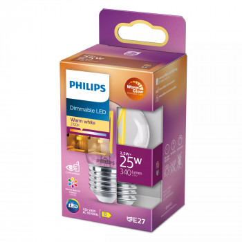 Philips LED Classic WarmGlow P45 przezroczysta ściemnialna E27 2.3W 250lm 2200-2700K