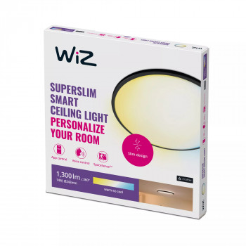 Signify WiZ Super Slim Lampa sufitowa z regulowaną bielą i kolorem 14 W czarna