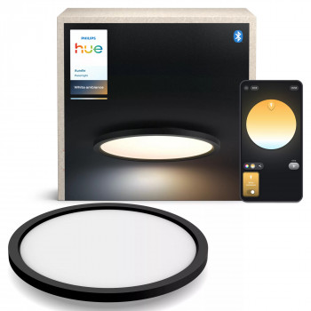 Philips Hue Aurelle Okrągły Panel Świetlny Czarny - Inteligentny sufitowy panel LED, Biała atmosfera, 2200 lm, Bluetooth i Zigbee