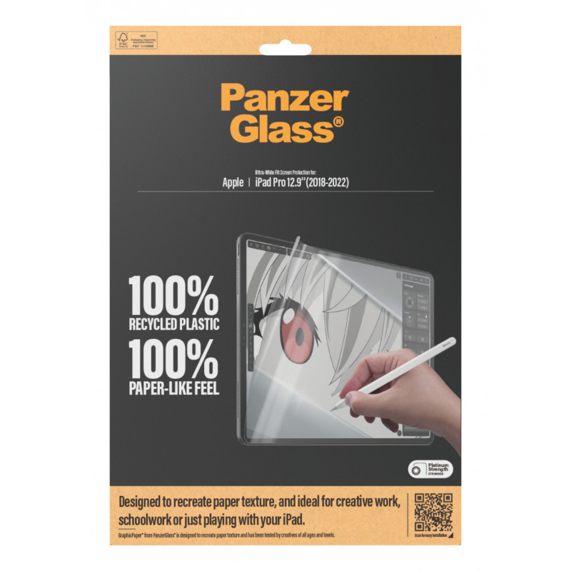 PanzerGlass GraphicPaper Ekran ochronny do iPada Pro 12,9 cala (2018-2022) przeciwodblaskowy, kompatybilny z etui, antybakteryjny