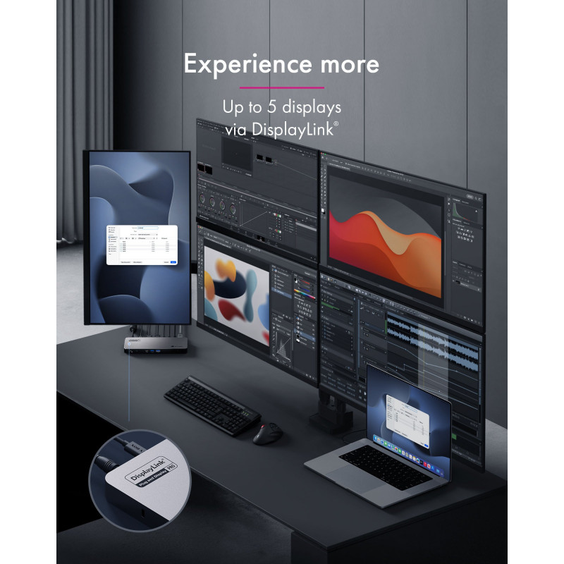 ICY BOX 12-w-1 Diamond Dock stacja dokująca USB-C z podwójnym wyświetlaniem 4K, 100W Power Delivery, Gigabit Ethernet i czytnikiem kart