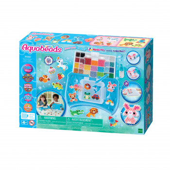 EPOCH Aquabeads Craft Studio Zestaw Startowy – Ponad 800 koralików aktywowanych wodą w 12 kolorach, wielokrotnego użytku taca do układania, pisak do koralików i spryskiwacz, bez ciepła i kleju, kreatywny zestaw do sztuki koralikowej dla dzieci od 4 lat
