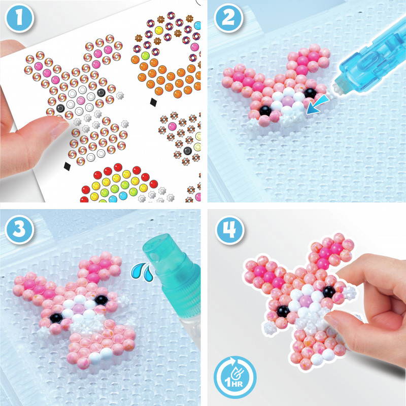 EPOCH Aquabeads Craft Studio Zestaw Startowy – Ponad 800 koralików aktywowanych wodą w 12 kolorach, wielokrotnego użytku taca do układania, pisak do koralików i spryskiwacz, bez ciepła i kleju, kreatywny zestaw do sztuki koralikowej dla dzieci od 4 lat