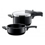 SILIT Silargan Sicomatic t-Plus Zestaw szybkowarów 4,5L + 3,0L, 22cm, Czarny