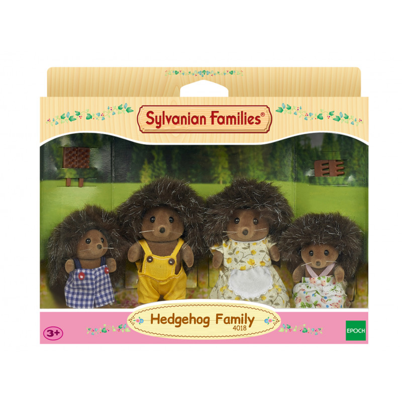 KAISER ELEKTRO Sylvanian Families Rodzina Jeży z Stachel - Kolekcjonerski zestaw figurek zwierząt z meszkiem, 4 figurki z grzebieniem, wiek 3+