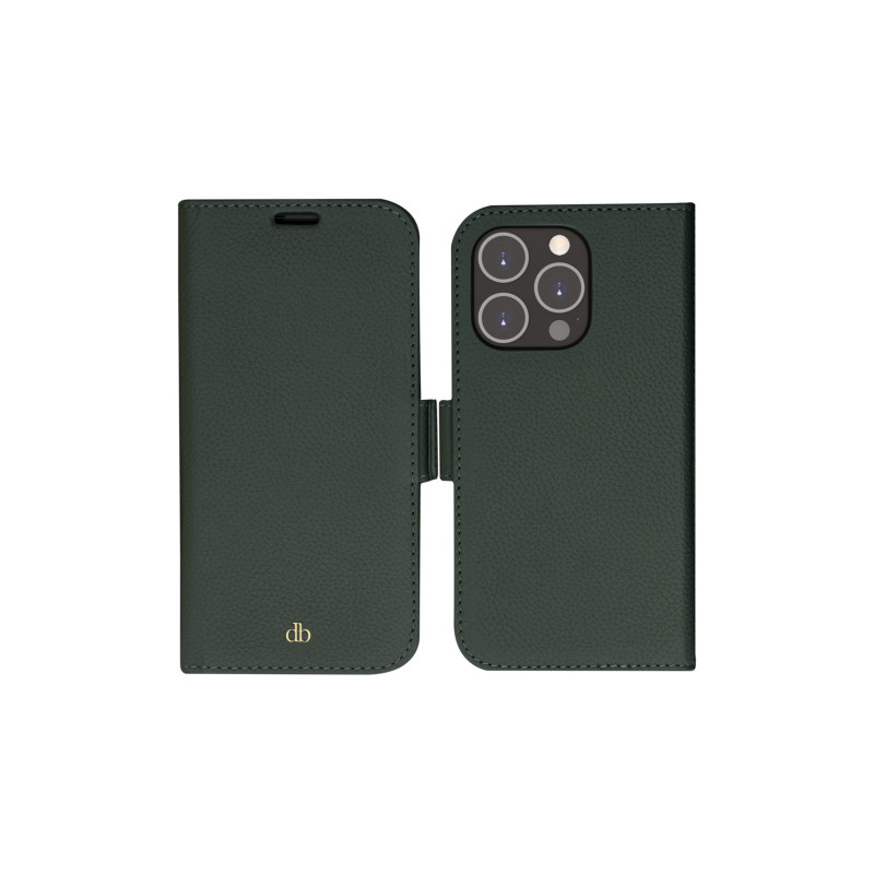 Etui typu flip dbramante1928 New York dla Apple iPhone 14 Pro - Evergreen - Zrównoważona skóra pełnoziarnista