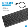 HP 150 Przewodowa Klawiatura HE - Pełnowymiarowa klawiatura USB, czarna, odporna na zalanie, klawiatura numeryczna 664R5AA#ABT