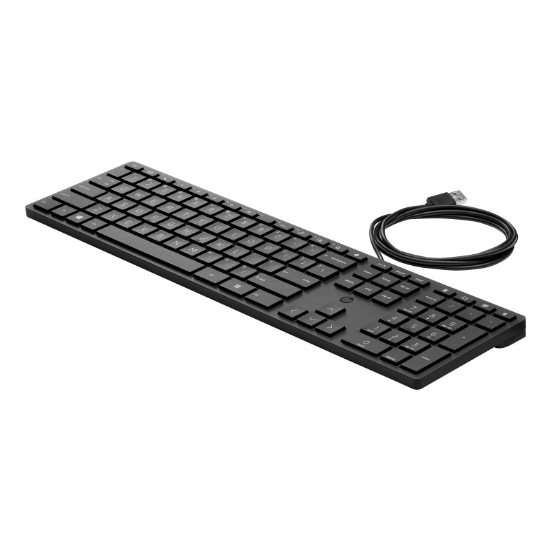 HP Desktop 320K Przewodowa Klawiatura USB - Belgijski Układ AZERTY, Czarna, Pełnowymiarowa z Klawiaturą Numeryczną, Odporna na Zachlapanie, dla Thin Clientów i Desktopów (9SR37AA#AC0)