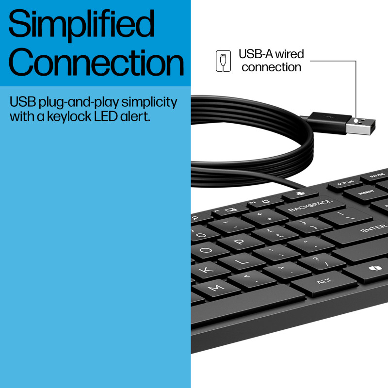 HP Desktop 320K Przewodowa Klawiatura USB - Belgijski Układ AZERTY, Czarna, Pełnowymiarowa z Klawiaturą Numeryczną, Odporna na Zachlapanie, dla Thin Clientów i Desktopów (9SR37AA#AC0)