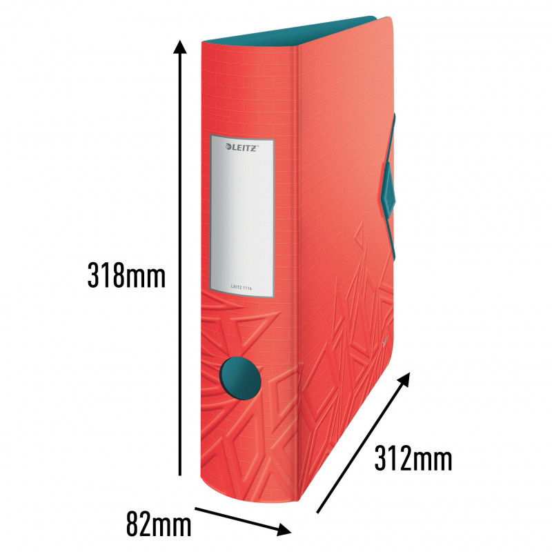 LEITZ Active Urban Chic segregator dźwigniowy A4 82 mm jasnoczerwony Polyfoam Duo-Optik zaokrąglony grzbiet (1116-00-20)