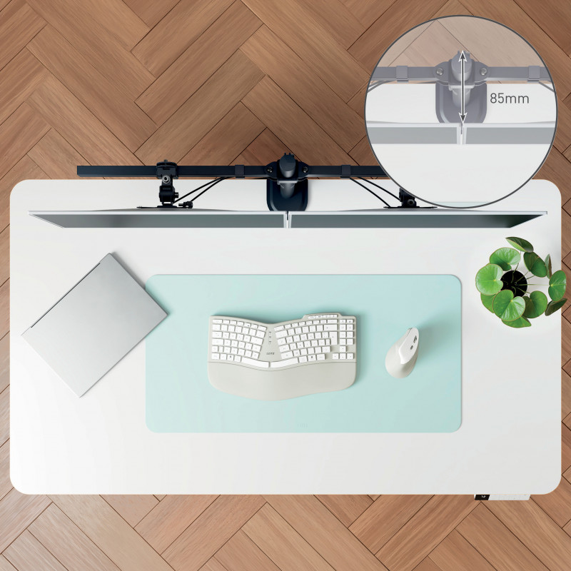 LEITZ Ergo Slim podwójny uchwyt na monitory, zacisk na biurko, czarny, na 2 monitory 17 inch-32 inch, VESA 75/100, 8 kg na ramię, regulacja wysokości sprężyną gazową, pochylanie/obrót/rotacja, prowadzenie kabli 61640095