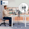 LEITZ Ergo Slim podwójny uchwyt na monitory, zacisk na biurko, czarny, na 2 monitory 17 inch-32 inch, VESA 75/100, 8 kg na ramię, regulacja wysokości sprężyną gazową, pochylanie/obrót/rotacja, prowadzenie kabli 61640095