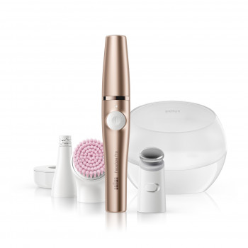 Braun FaceSpa Pro 921 3-w-1 depilator do twarzy, szczoteczka do oczyszczania i urządzenie do tonizacji, brązowo-biały