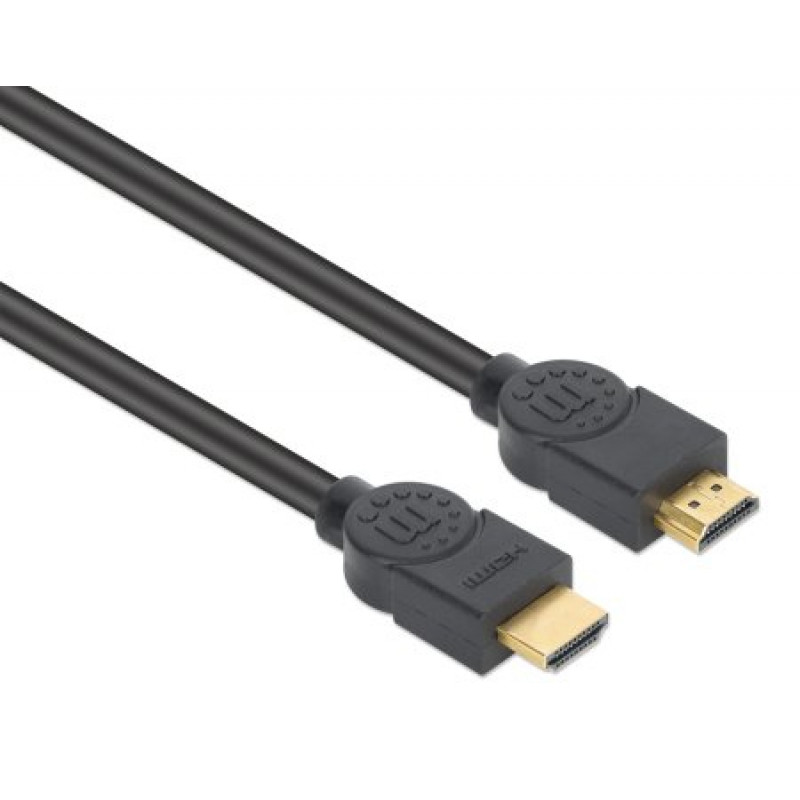 Kabel HDMI MANHATTAN CL3 4K@60Hz High Speed z Ethernet, 8 m, do instalacji w ścianach, HDR, pozłacane styki, podwójne ekranowanie, czarny (356985)