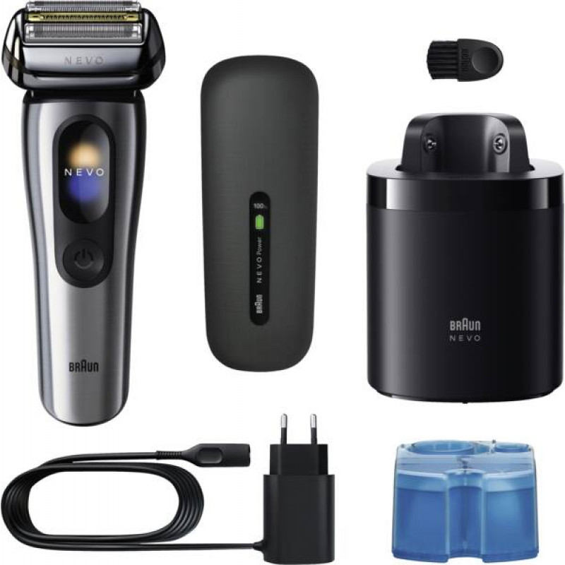 Braun NEVO 17000cc Golarka elektryczna ze stacją Clean&Charge, 5 trybów, głowica 360°, chrom/srebro 349659