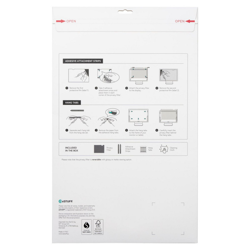 eSTUFF Gearlab GLBB31698393 Bezramkowy filtr prywatności do monitorów 31,5 inch (16:9)
