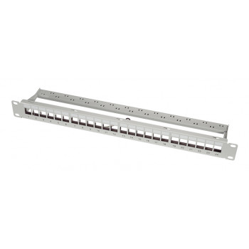 LogiLink 19-calowy panel krosowy Keystone, 24 porty, ekranowany, jasnoszary (RAL7035), 1U, do 24 modułów Keystone, 1 szt. (NK4073)
