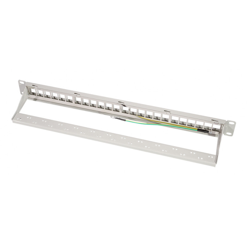 LogiLink 19-calowy panel krosowy Keystone, 24 porty, ekranowany, jasnoszary (RAL7035), 1U, do 24 modułów Keystone, 1 szt. (NK4073)