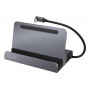 LogiLink UA0408 Stacja dokująca USB-C ze stojakiem na tablet, HDMI 4K@60Hz, 100W PD, Gigabit Ethernet, srebrna