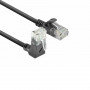 ACT DC4901 1m CAT6A U/UTP LSZH Slimline kabel krosowy, czarny, RJ45 90° w górę do prostego