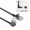 ACT DC4901 1m CAT6A U/UTP LSZH Slimline kabel krosowy, czarny, RJ45 90° w górę do prostego