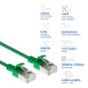 ACT Zielony kabel krosowy Slimline CAT6A S/FTP LSZH 0,25m z zatrzaskiem i złączami RJ45 (DB7752)
