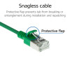 ACT Zielony kabel krosowy Slimline CAT6A S/FTP LSZH 0,25m z zatrzaskiem i złączami RJ45 (DB7752)