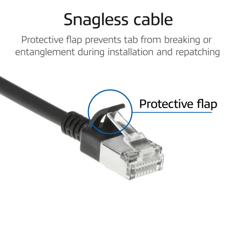 ACT Czarny 1,5m LSZH S/FTP CAT6A Slimline Snagless kabel krosowy z złączami RJ45 (DB7951)