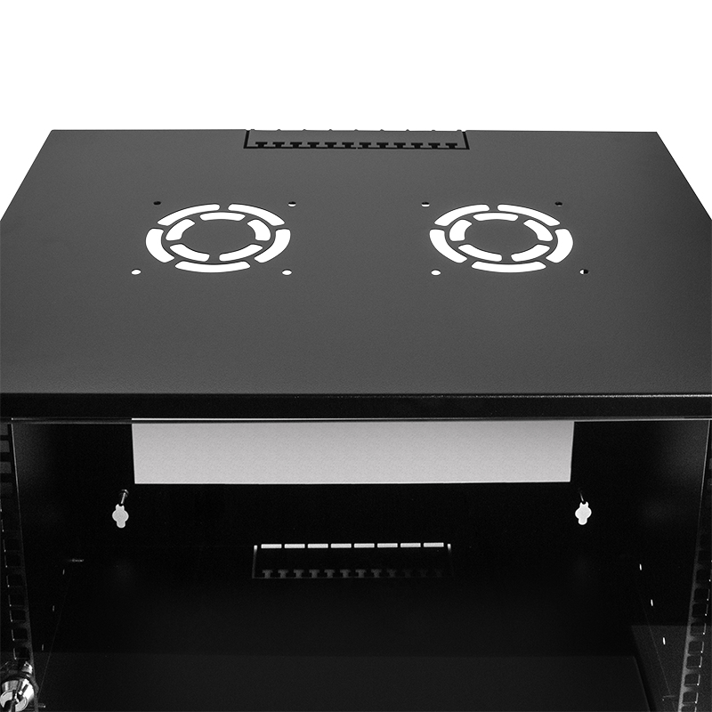 Szafa ścienna 19 cali LogiLink ECO 9U, głębokość 550mm, szklane drzwi, czarna RAL 9005, zmontowana W09C55B