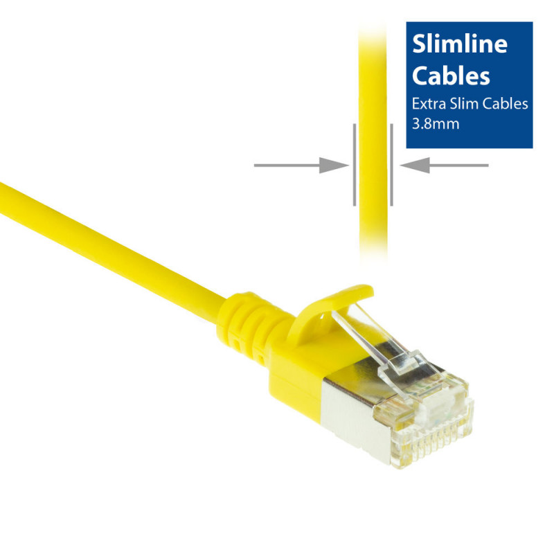 ACT DC7830 Żółty 0,15m LSZH U/FTP CAT6A Slimline kabel krosowy do centrów danych z wtykami RJ45 bez zaczepów