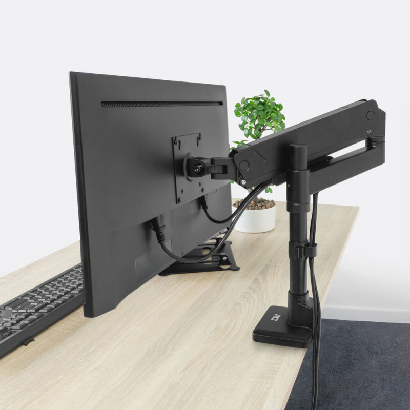 Uchwyt na monitor ACT 45 cali Office Solid Pro ze sprężyną gazową montowany na słupku na 1 monitor (AC8329)