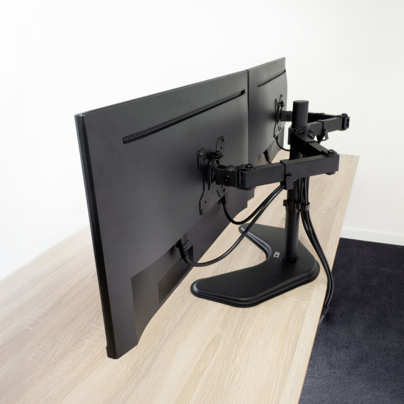 ACT AC8363 Podwójne ramię do monitora na biurko dla 2 ekranów do 32 inch - montaż na zacisk i przelotkę, VESA 75/100, 8 kg na ramię, czarny