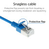 ACT Niebieski kabel krosowy slimline 0,25m LSZH S/FTP CAT6A z wtykami RJ45, bez zaczepów (DB7652)