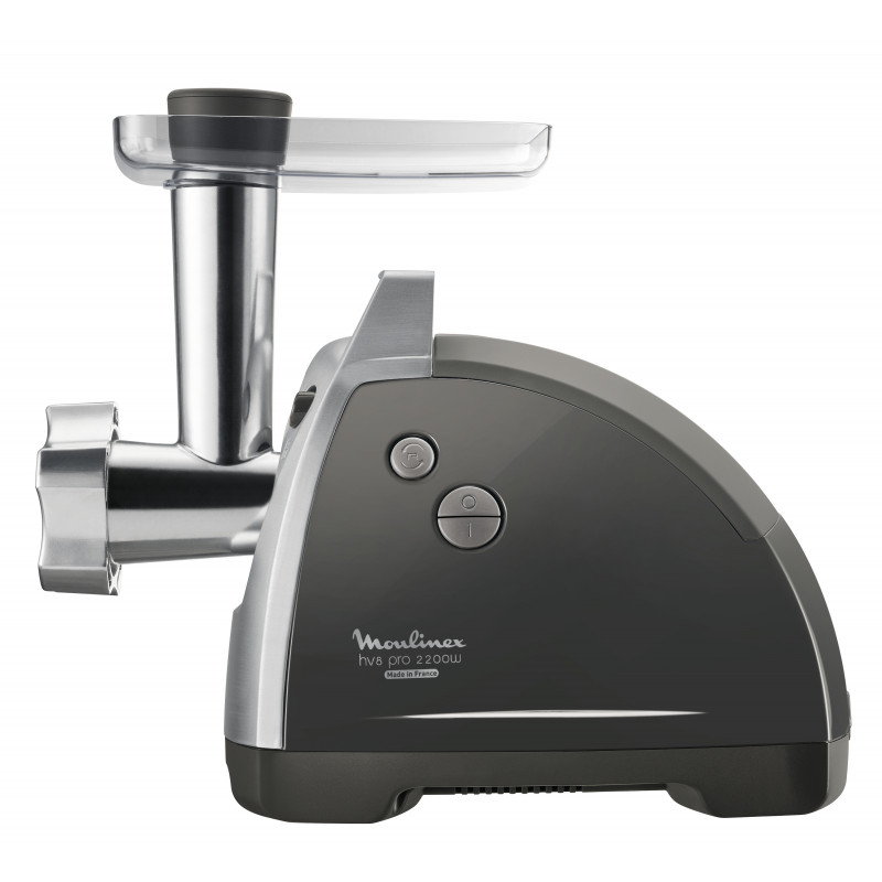 Moulinex ME6868 HV8 Pro 4-w-1 Maszynka do mięsa, 2200 W, 4,5 kg/min, 3 stalowe tarcze, przystawki do kebbe i kiełbas, czarno-srebrna