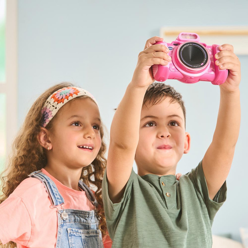 VTech Kidizoom Duo FX różowy aparat cyfrowy z podwójnymi obiektywami, 5MP, 2,4-calowy kolorowy LCD, gry, slot microSD, USB, 4x AA 80-519954