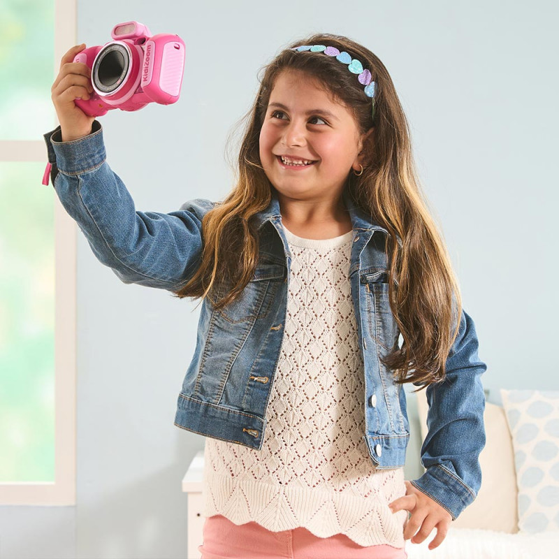 VTech Kidizoom Duo FX różowy aparat cyfrowy z podwójnymi obiektywami, 5MP, 2,4-calowy kolorowy LCD, gry, slot microSD, USB, 4x AA 80-519954