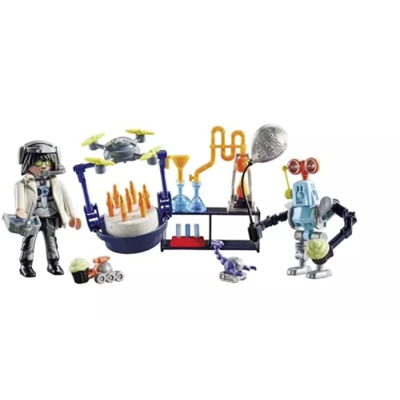 Playmobil 71450 My Life: Naukowcy z robotami Impreza o tematyce naukowej w laboratorium z dronem transportowym i robotami Zabawna pomysłowa zabawa w odgrywanie ról Arti