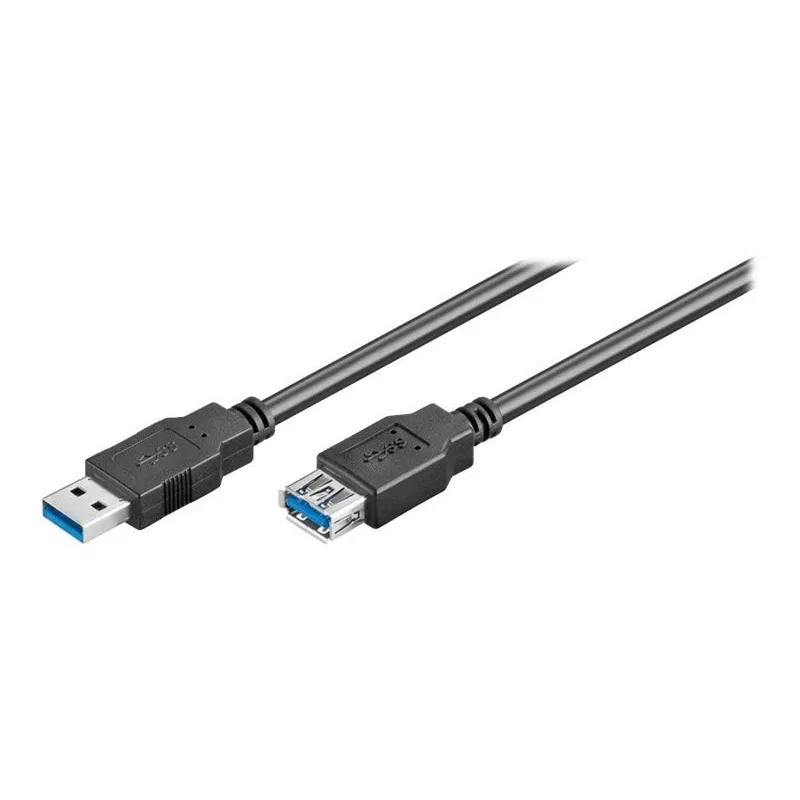 Wentronic Goobay Kabel przedłużający USB 3.0 SuperSpeed, czarny, 3 m - Wtyk USB 3.0 (typ A) > Gniazdo USB 3.0 (typ A) (93999)