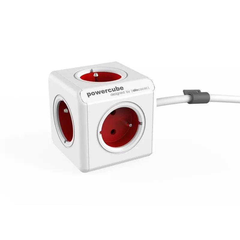 Allocacoc PowerCube Extended - 1,5m - Szary - Czerwony - 220 - 240V (PowerCube Extended 1,5M R)