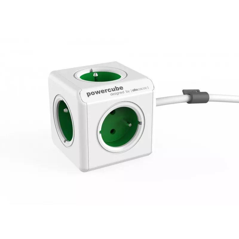 Allocacoc PowerCube Extended Type E przedłużacz 1.5 m 5 gniazd AC Wewnątrz Zielony