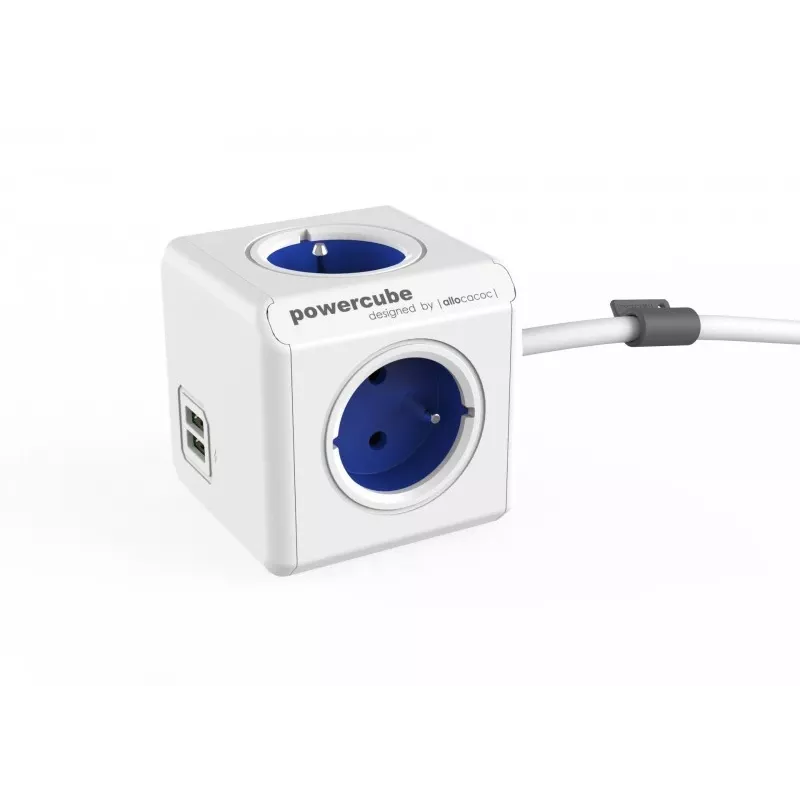 Allocacoc 2402BL/FREUPC przedłużacz zasilania 1,5 m 4 gniazda AC Wewnętrzny Niebieski, Biały
