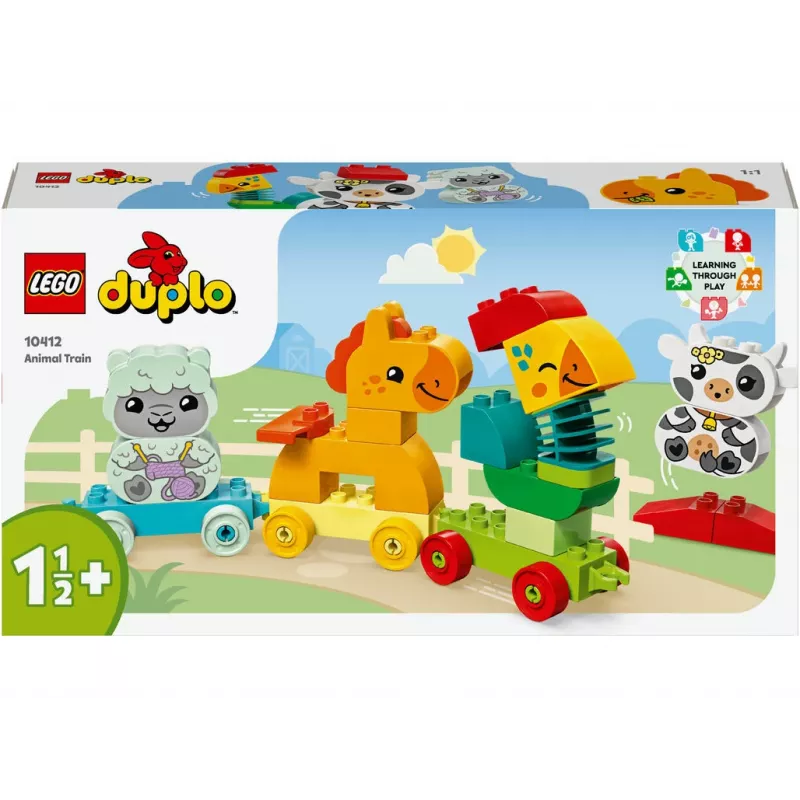 LEGO DUPLO Animal Train 10412 — 19 elementów, dla dzieci od 1,5 roku, 170×60×430 mm