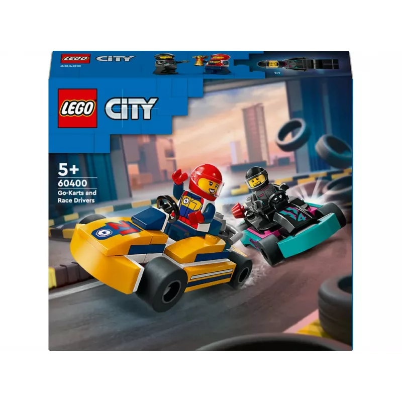 Klocki konstrukcyjne LEGO 60400 City Gokarty z zawodnikami – zestaw z minifigurkami i pojazdami