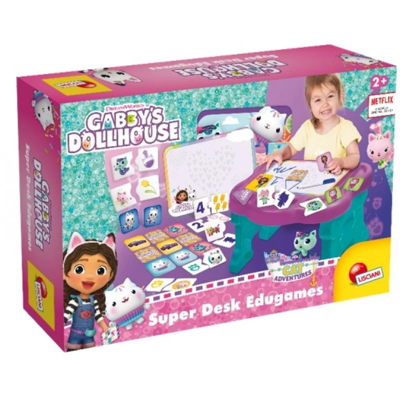 Biurko z grami dla dzieci Lisciani Biurko z grami - Koci Domek Gabi, interaktywne biurko edukacyjne