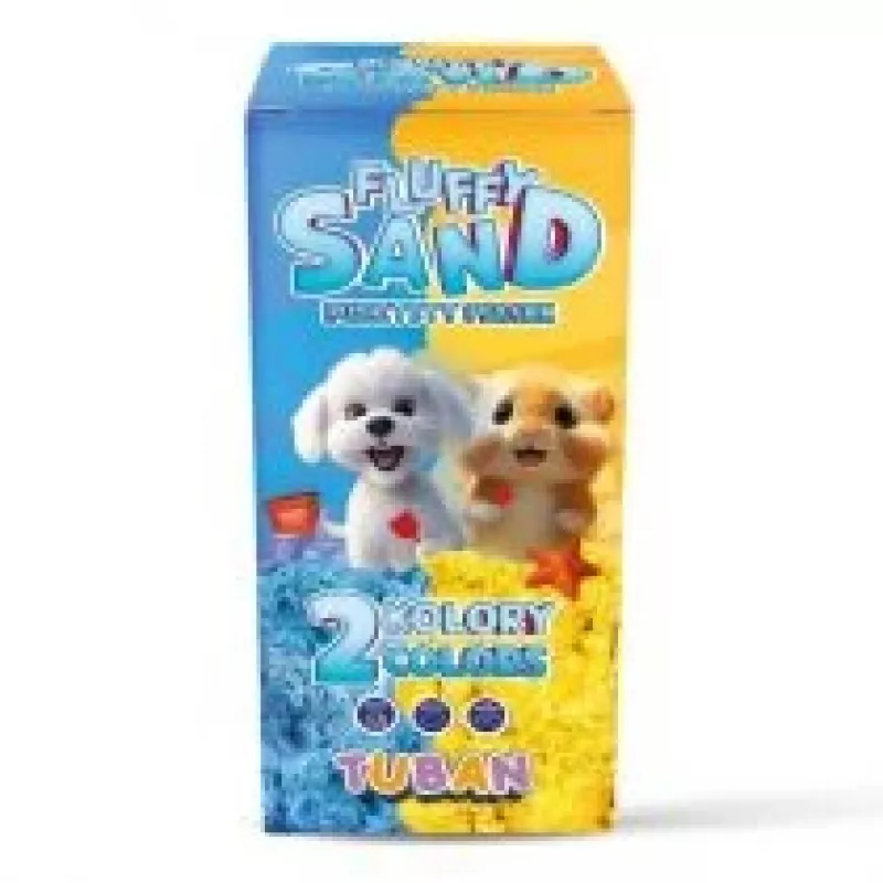 Zestaw kreatywny dla dzieci TUBAN Tuban SET FLUFFY SAND – niebieski i żółty, 2 × 70 g, wiek 3+