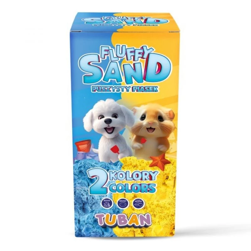 Zestaw kreatywny dla dzieci TUBAN Tuban SET FLUFFY SAND – niebieski i żółty, 2 × 70 g, wiek 3+