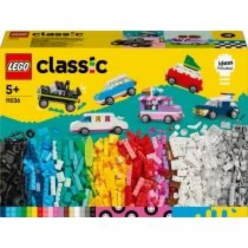 LEGO Classic Kreatywne Pojazdy Kolorowy Zestaw Modeli Samochodów Zawierający Zabawkę Radiowozu Policyjnego i 11023 Classic Zielona Płyta Podstawowa Kwadratowa 32x32 Wypustki Trawnik Budowlany