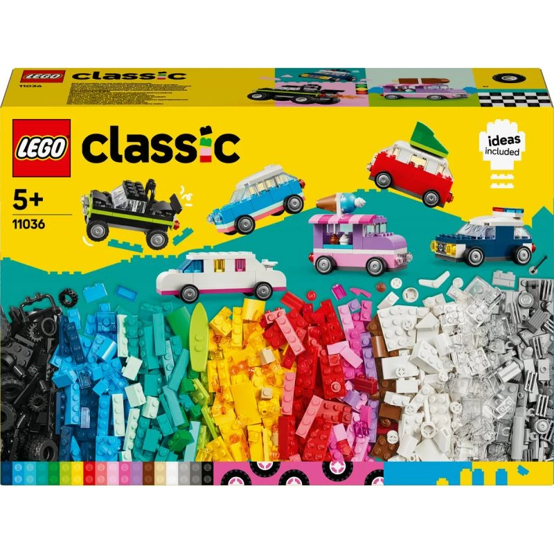LEGO Classic Kreatywne Pojazdy Kolorowy Zestaw Modeli Samochodów Zawierający Zabawkę Radiowozu Policyjnego i 11023 Classic Zielona Płyta Podstawowa Kwadratowa 32x32 Wypustki Trawnik Budowlany