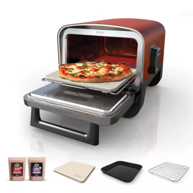 Ninja OO101EU grill ogrodowy/barbecue elektryczny + węglowy czarny, czerwony, srebrny 2400 W