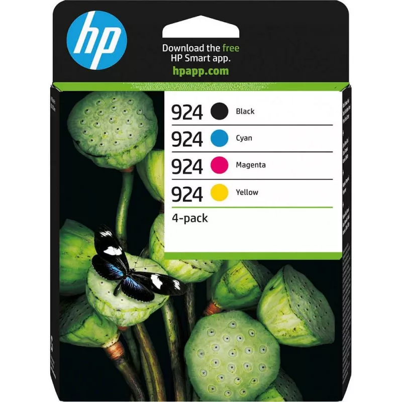 HP 924 CMYK oryginalnych wkładów atramentowych 4-pak, czarny, cyjan, magenta, żółty, 4 szt., 500 stron, 400 stron